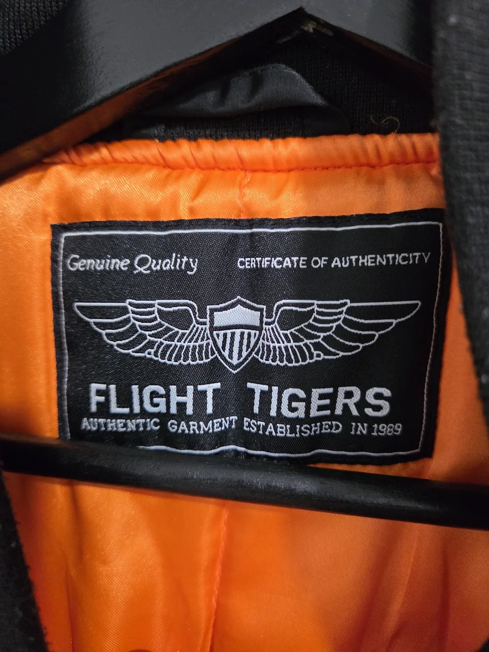 Flight Tigers Black Bomber Jacket with Embroidered Patches